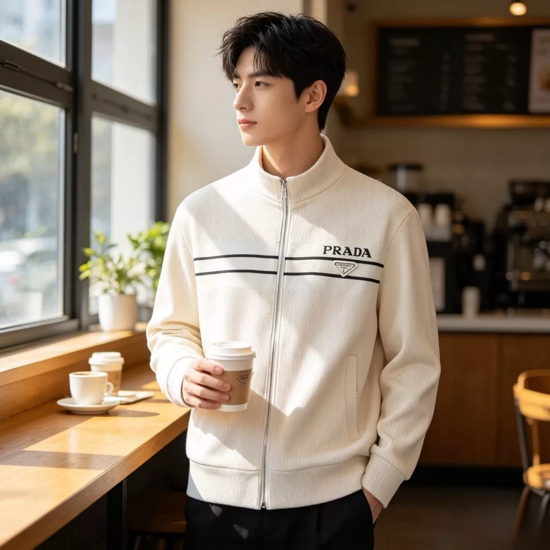 프라다 더블 스트라이프 남녀공용 니트 재킷 상세 이미지 15