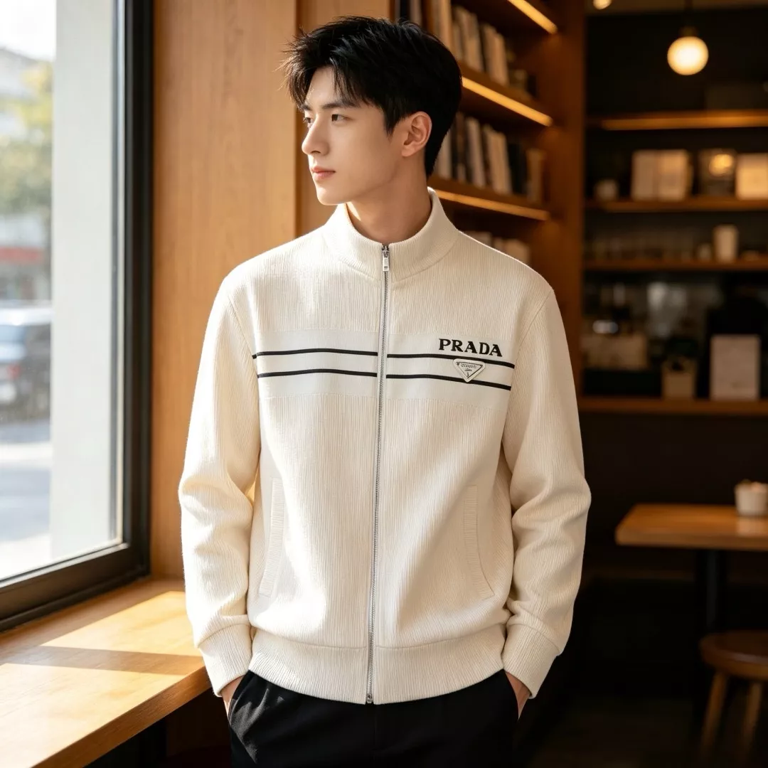 프라다 더블 스트라이프 남녀공용 니트 재킷 상세 이미지 16