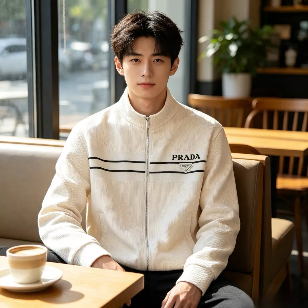 프라다 더블 스트라이프 남녀공용 니트 재킷 상세 이미지 17