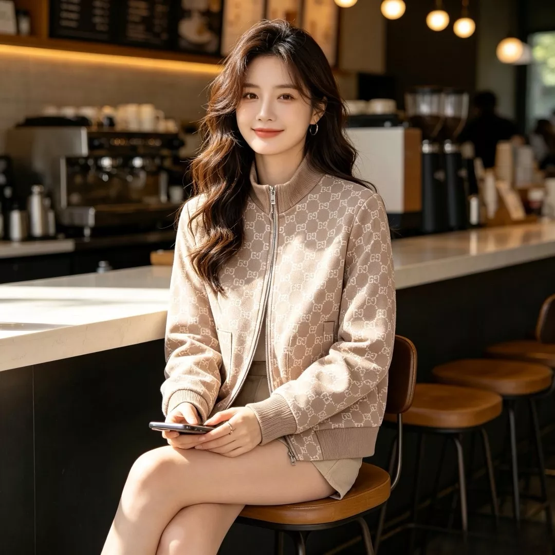 구찌 전면 자카드 집업 남녀공용 니트 재킷 상세 이미지 12
