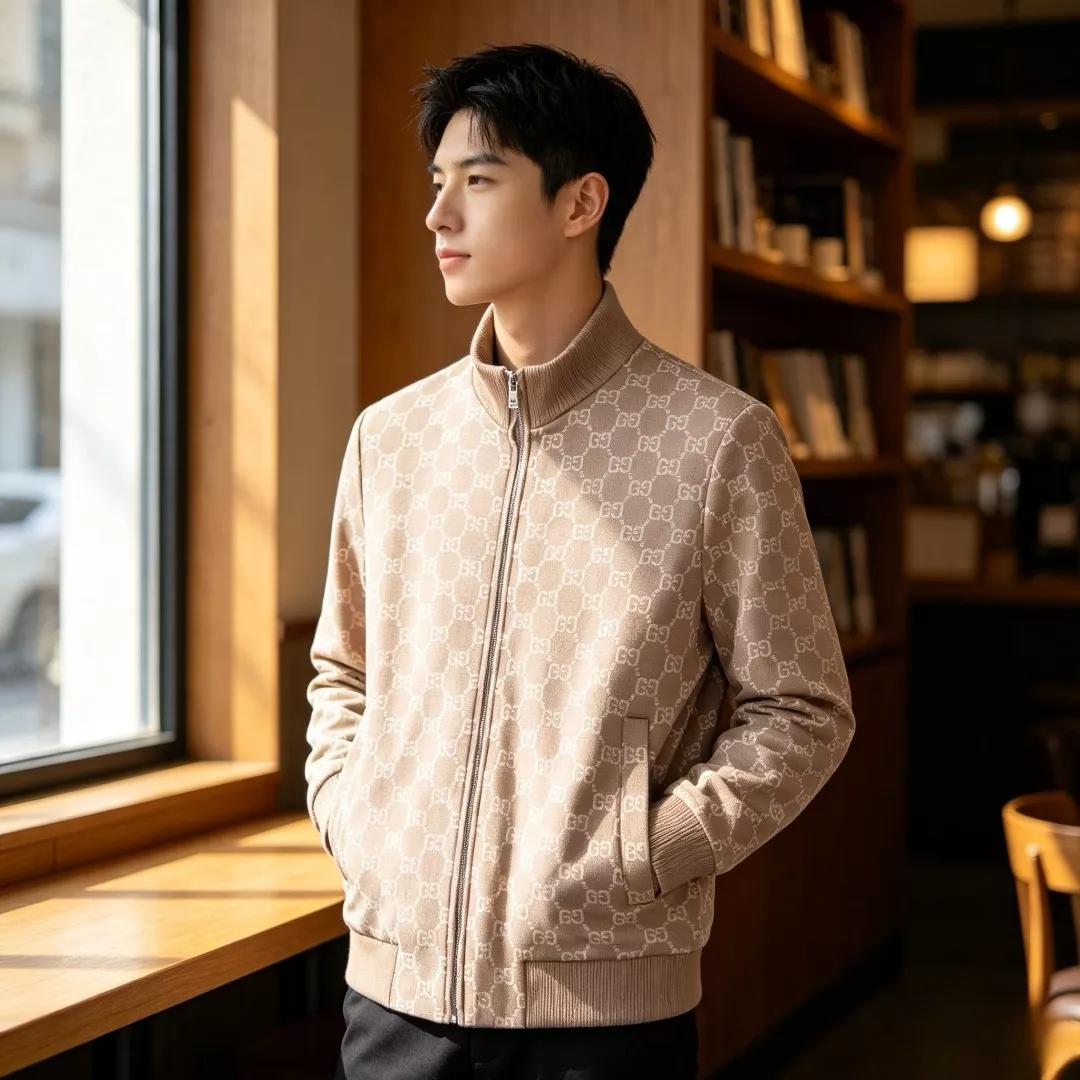 구찌 전면 자카드 집업 남녀공용 니트 재킷 상세 이미지 15
