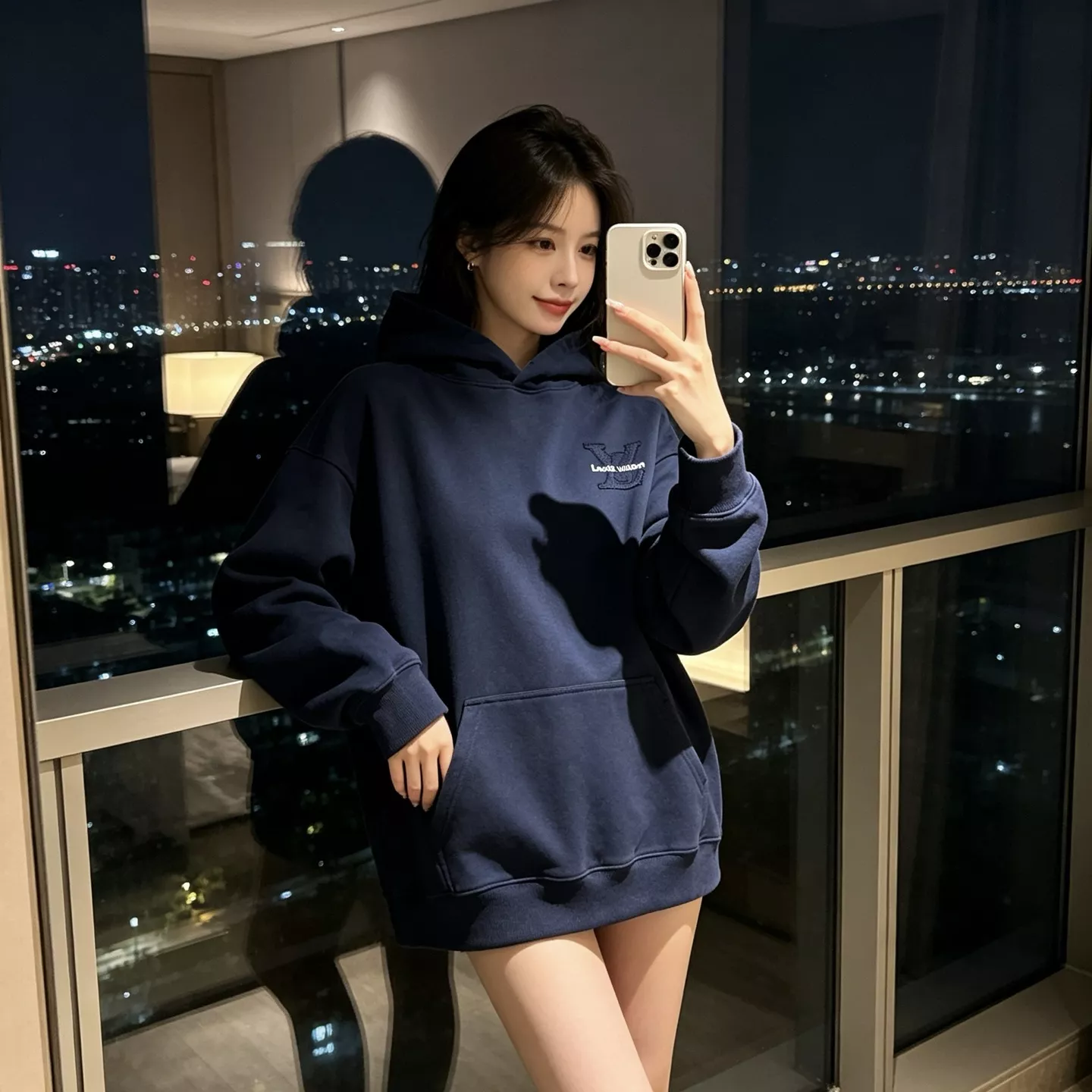 루이비통 레터링 자수 남녀공용 후드 티셔츠 상세 이미지 13