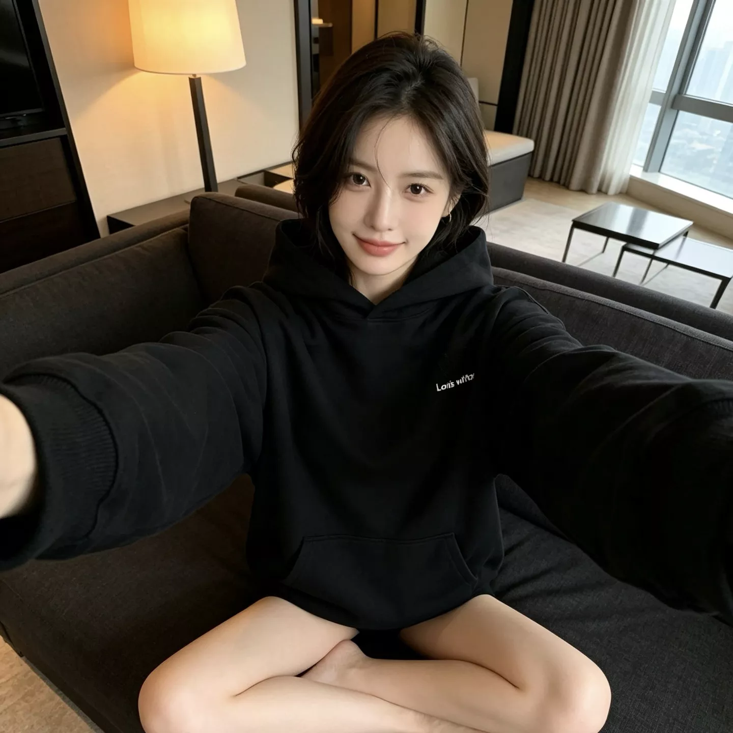 루이비통 레터링 자수 남녀공용 후드 티셔츠 상세 이미지 12