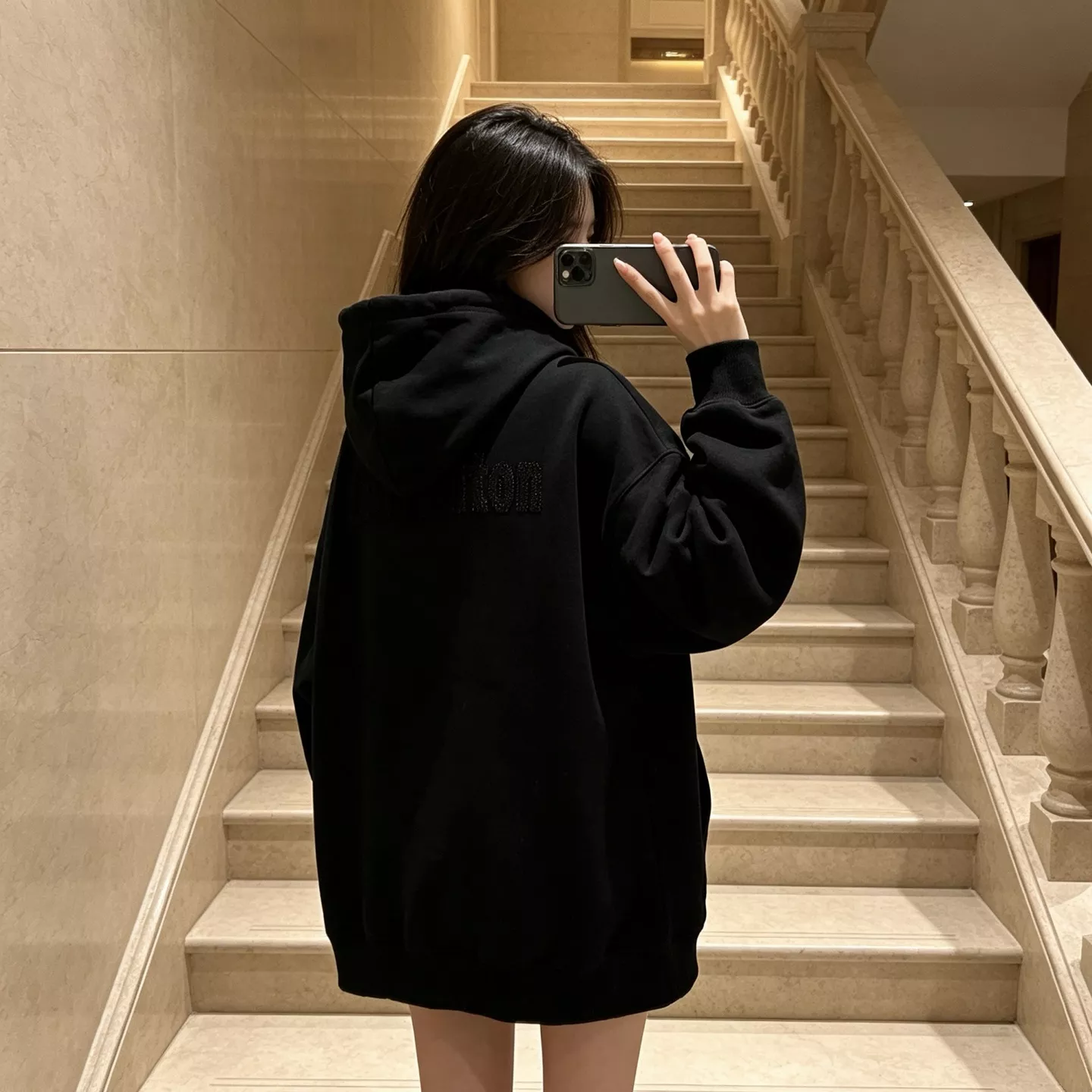 루이비통 레터링 자수 남녀공용 후드 티셔츠 상세 이미지 18