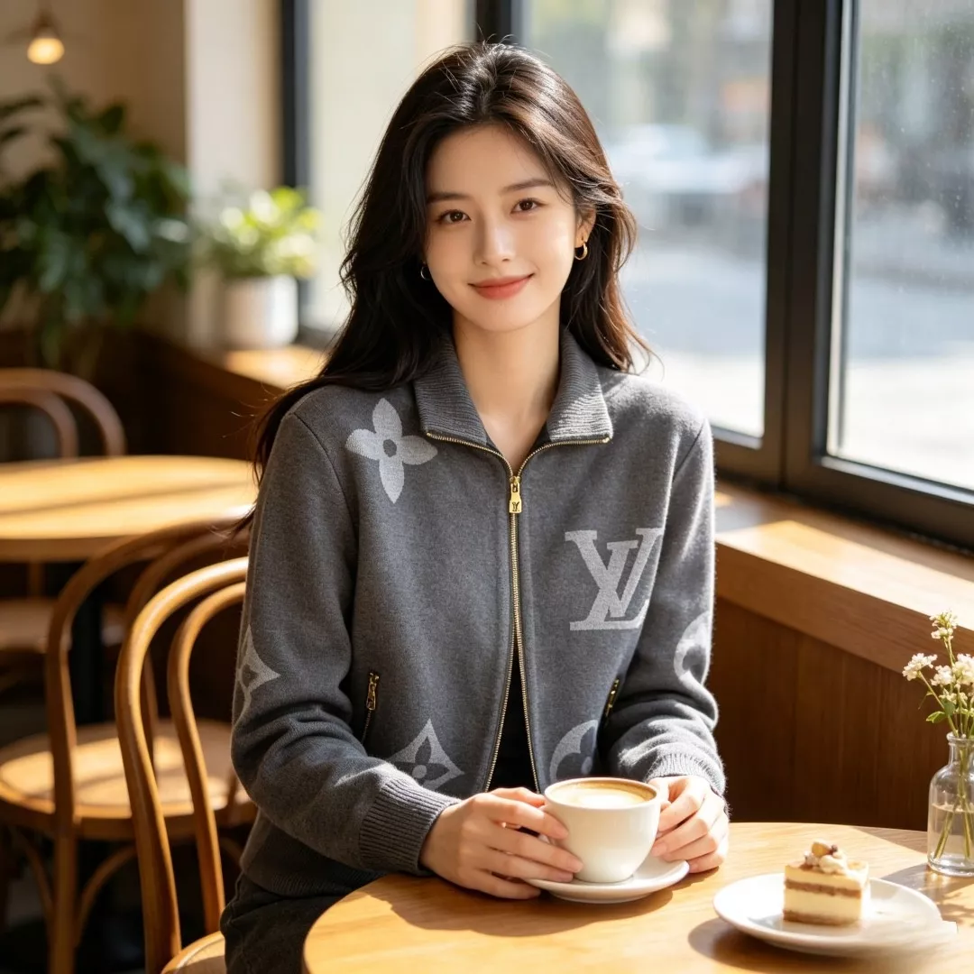 루이비통 로고 자카드 면 남녀공용 니트 재킷 상세 이미지 17