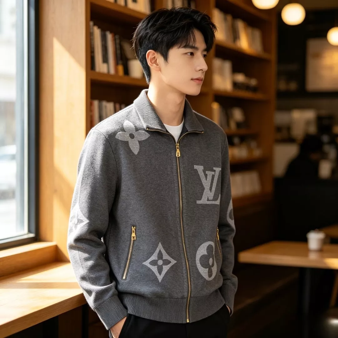 루이비통 로고 자카드 면 남녀공용 니트 재킷 상세 이미지 20