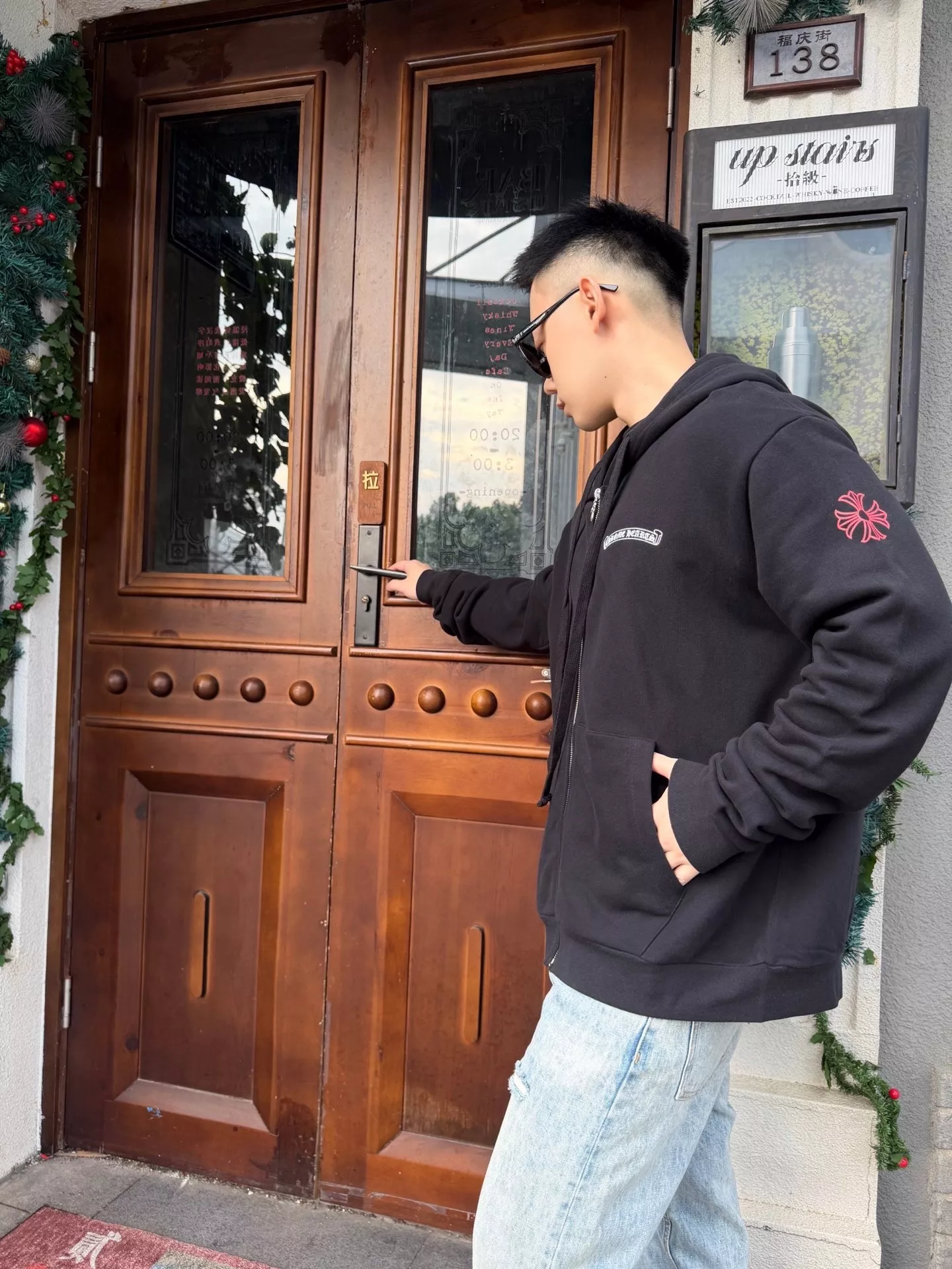 크롬하츠 레터링 면 테리 남녀공용 후드 재킷 상세 이미지 17