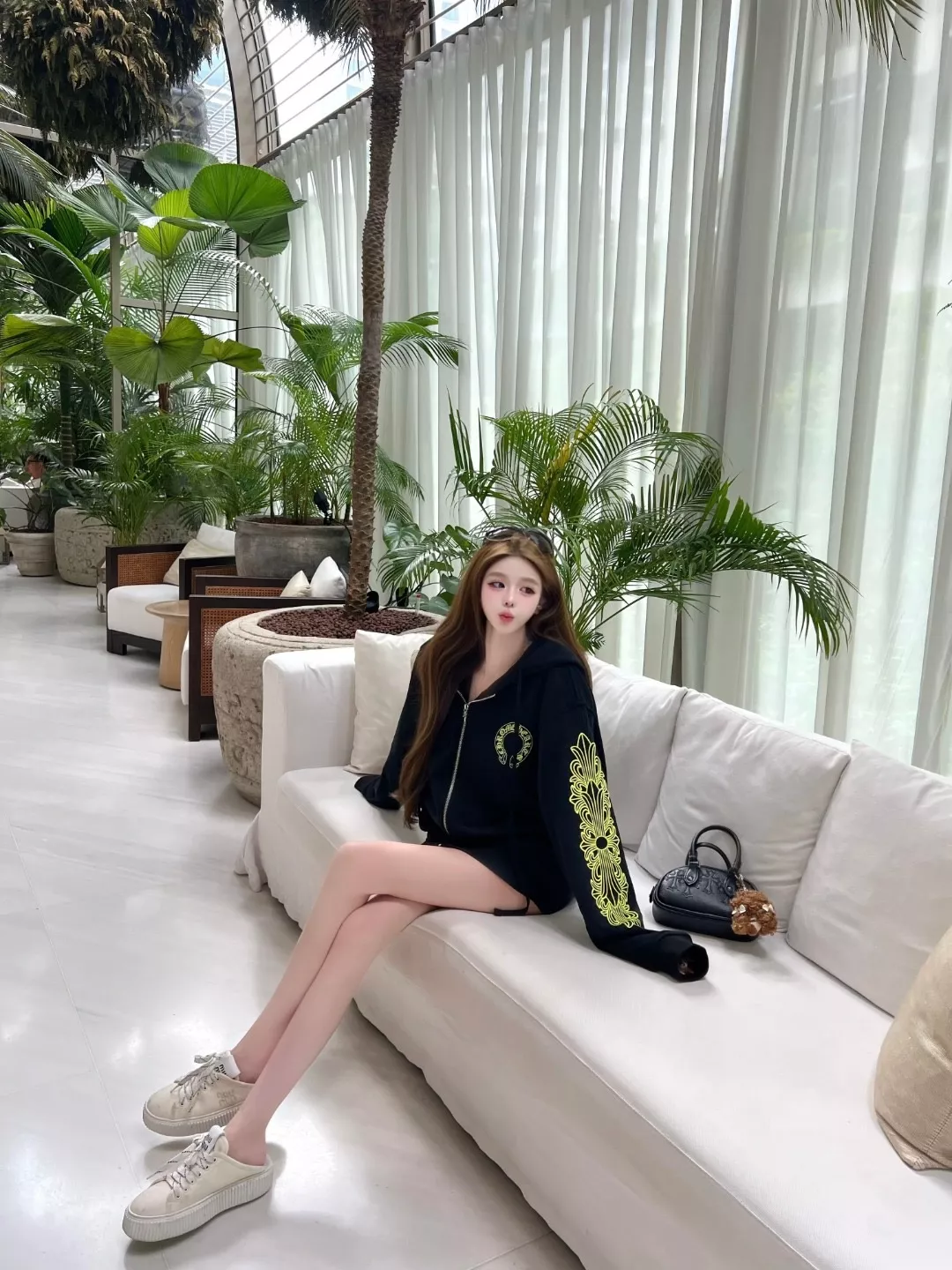 크롬하츠 십자가 프린트 면 남녀공용 후드 재킷 상세 이미지 13