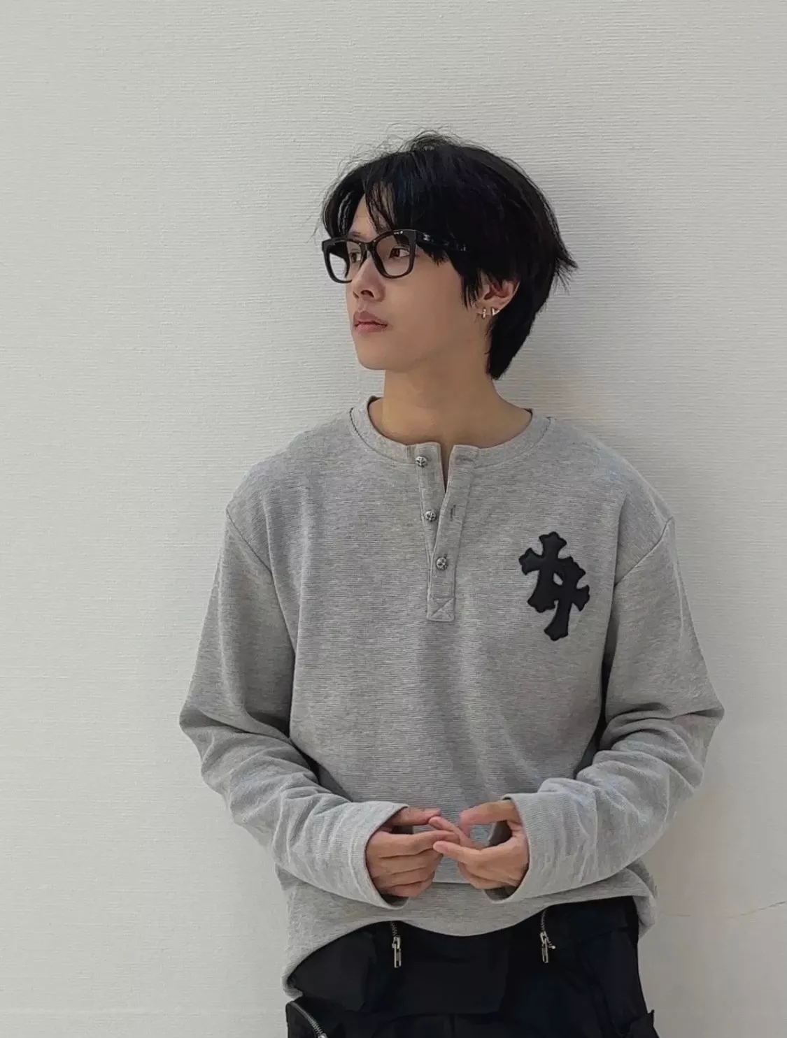크롬하츠 십자가 와플 헨리넥 남녀공용 긴소매 티셔츠 상세 이미지 15
