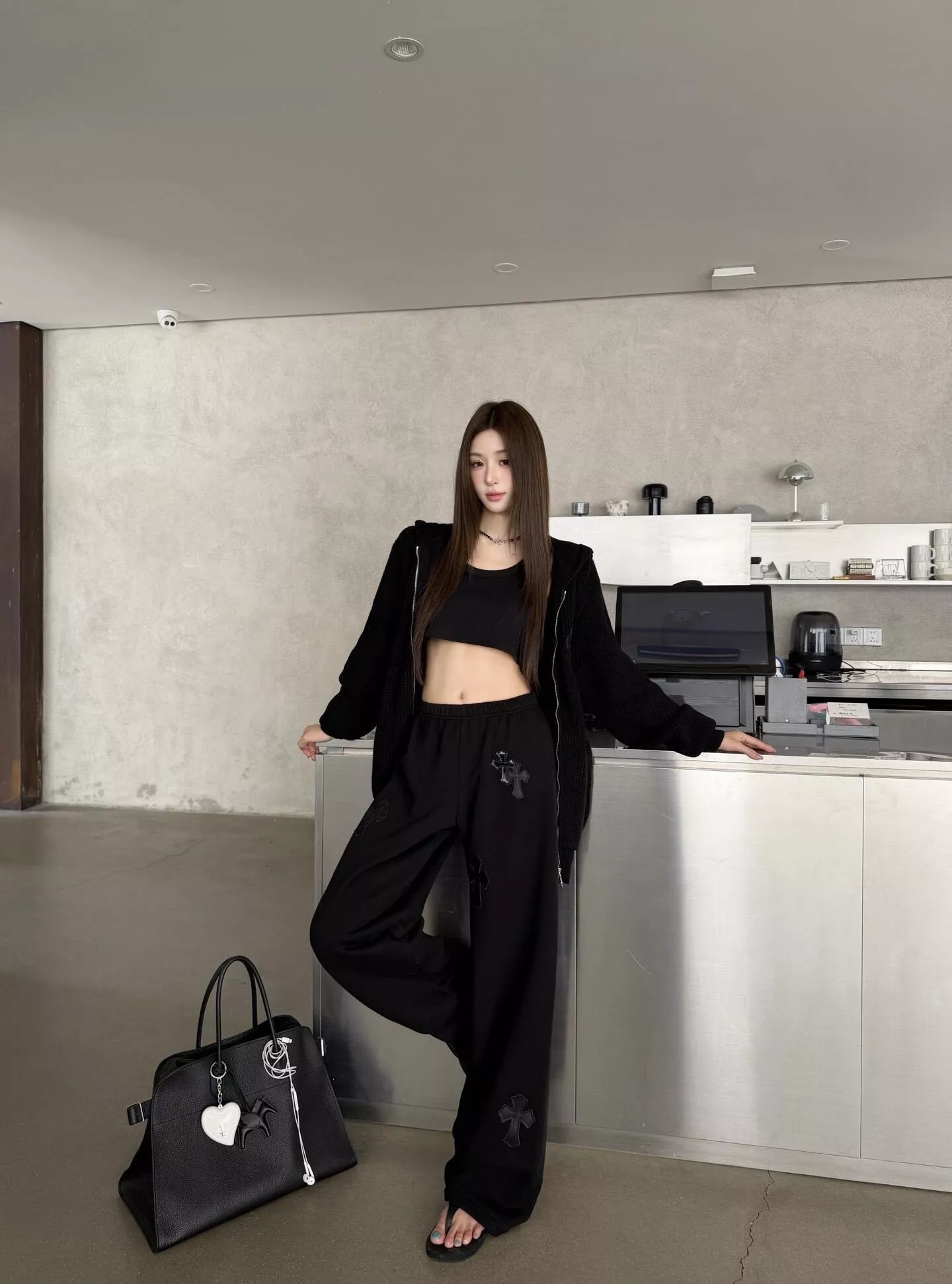크롬하츠 가죽 십자가 기모 남녀공용 캐쥬얼 팬츠 상세 이미지 21
