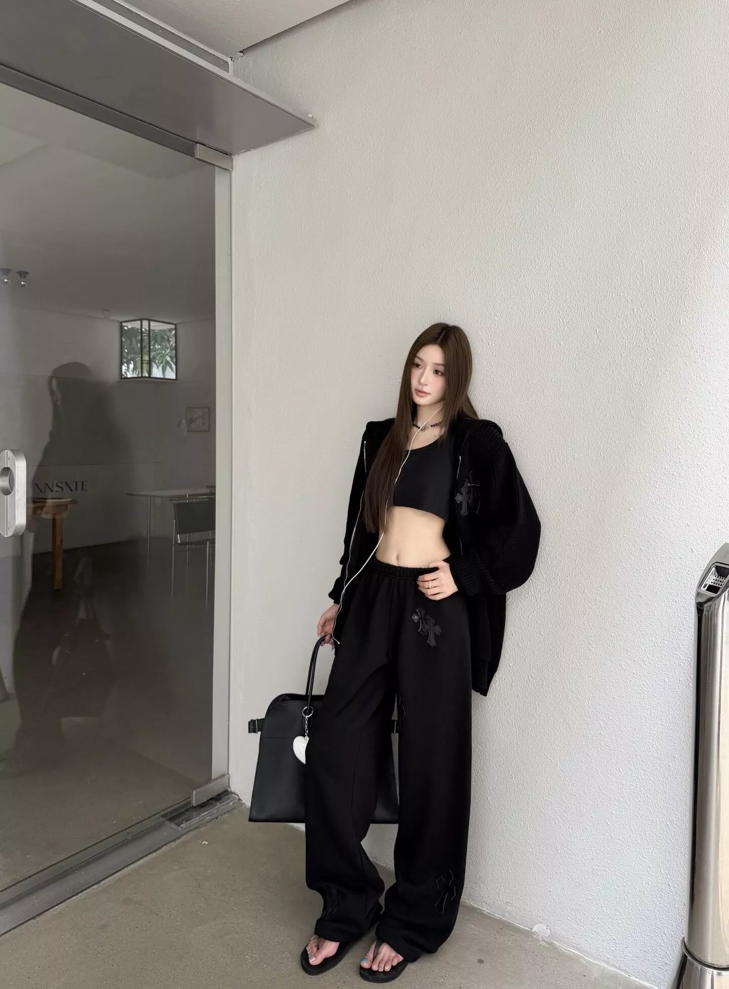 크롬하츠 가죽 십자가 기모 남녀공용 캐쥬얼 팬츠 상세 이미지 22