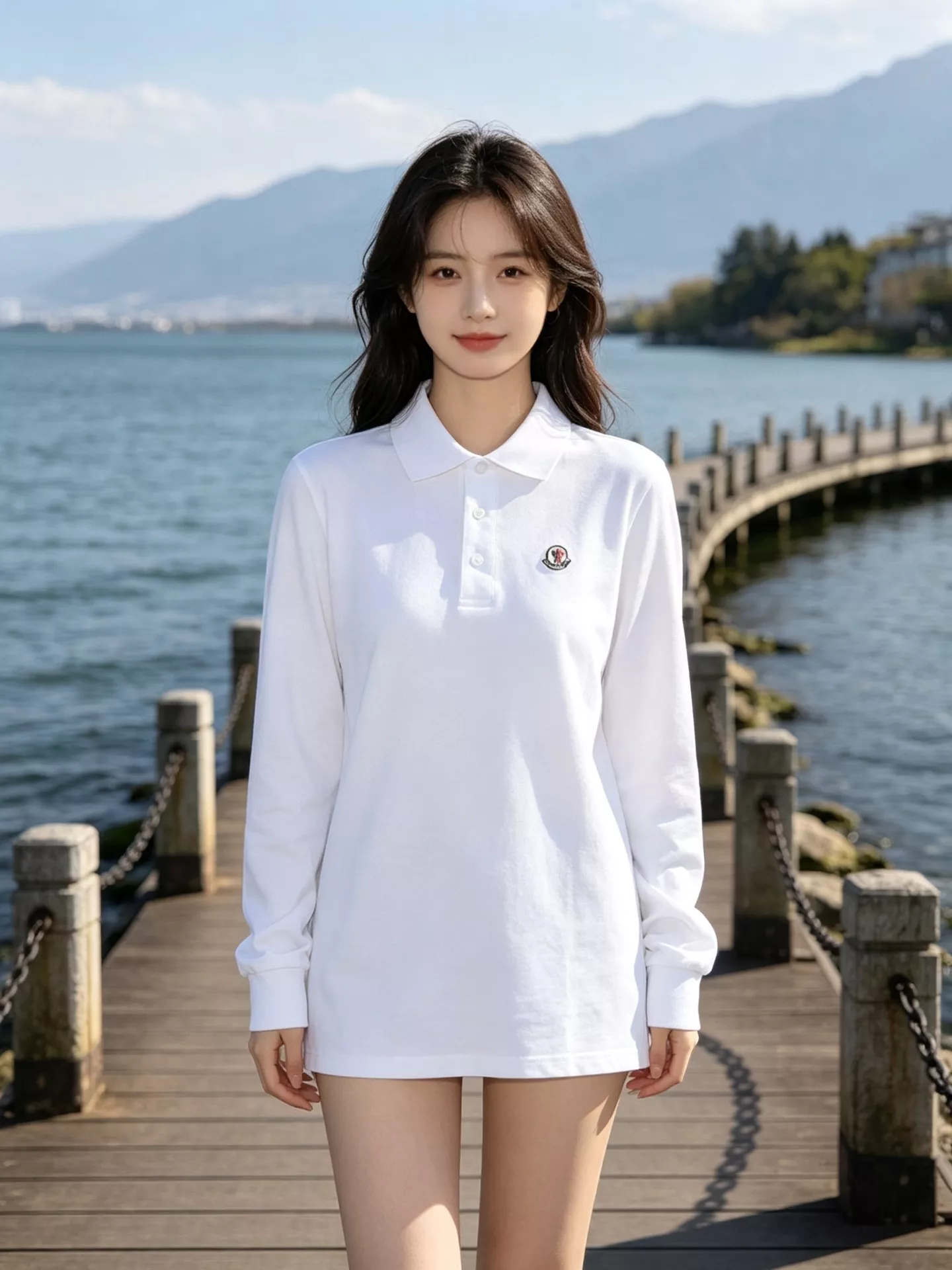 몽클레어 골지 카라 남녀공용 긴소매 티셔츠 상세 이미지 11