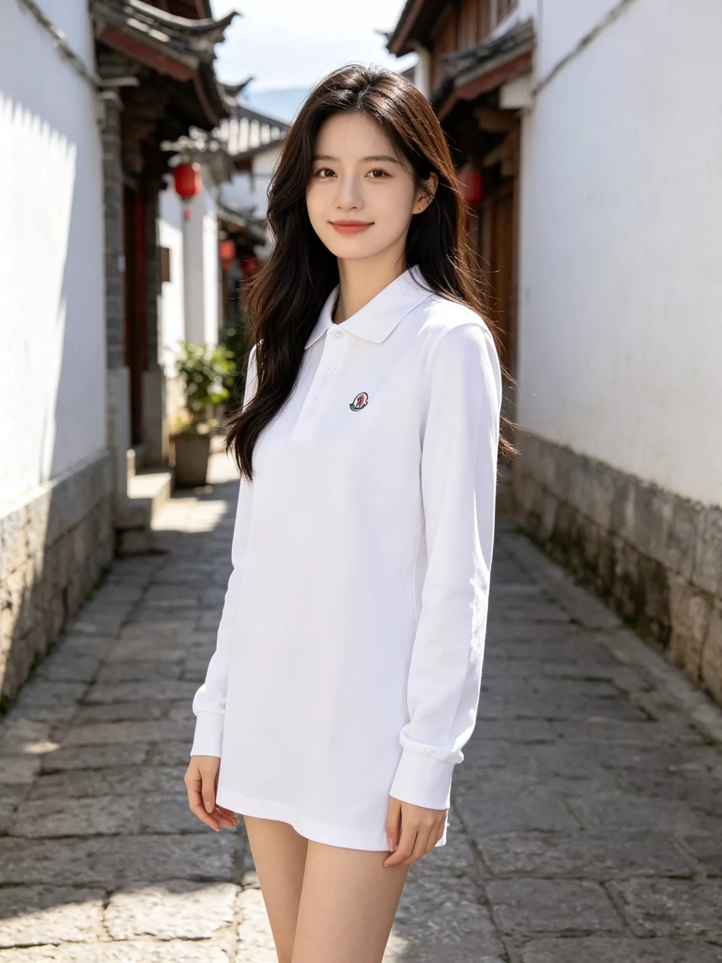 몽클레어 골지 카라 남녀공용 긴소매 티셔츠 상세 이미지 12