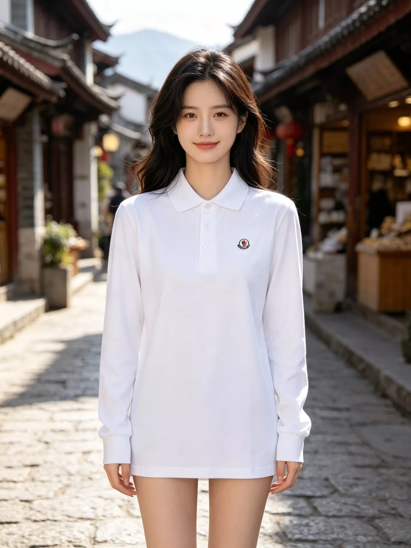 몽클레어 골지 카라 남녀공용 긴소매 티셔츠 상세 이미지 14