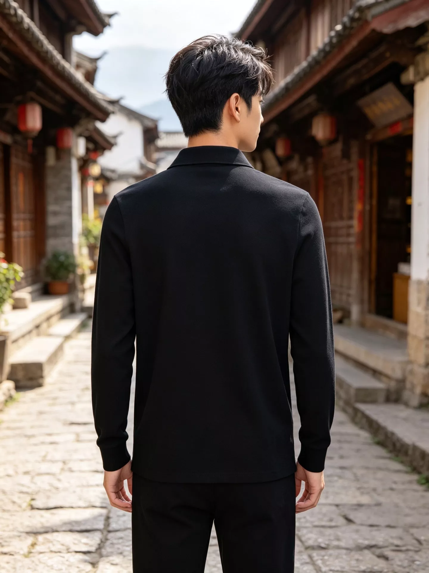 몽클레어 리브 카라 폴로형 남녀공용 긴소매 티셔츠 상세 이미지 19