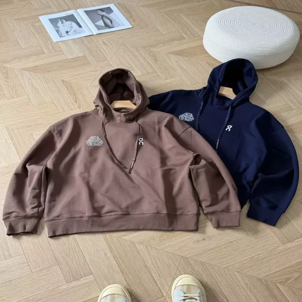 온러닝 산봉우리 프린트 오버핏 남녀공용 후드 티셔츠
