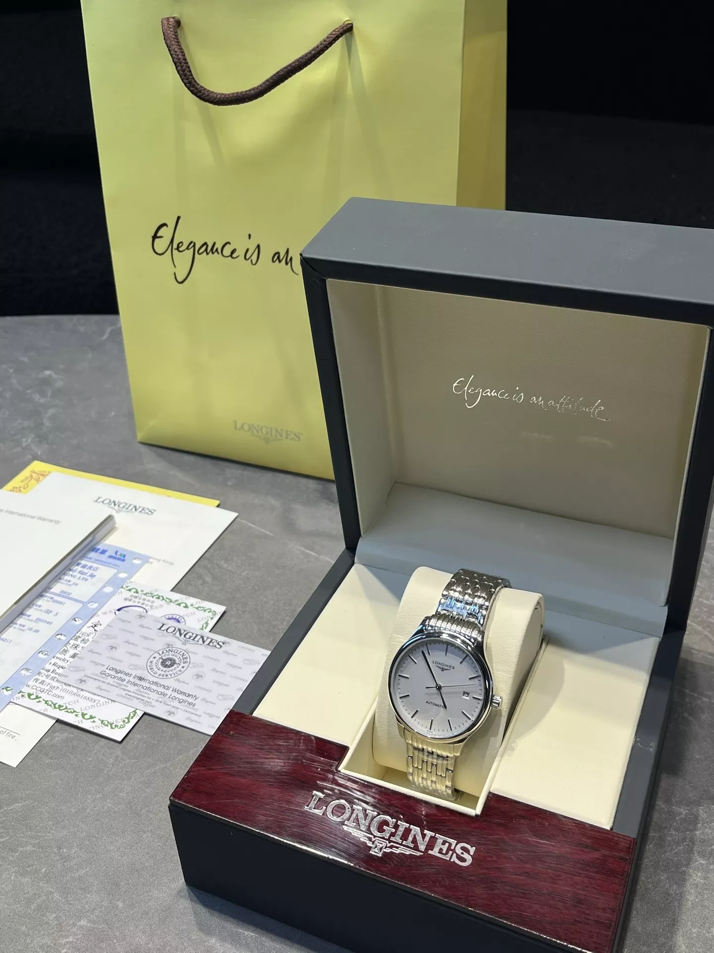 론진 40mm 기계식 남성용 메탈 시계 상세 이미지 1