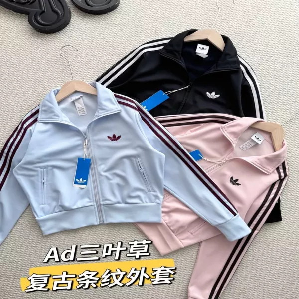 아디다스 삼선 크롭 여성용 집업 재킷