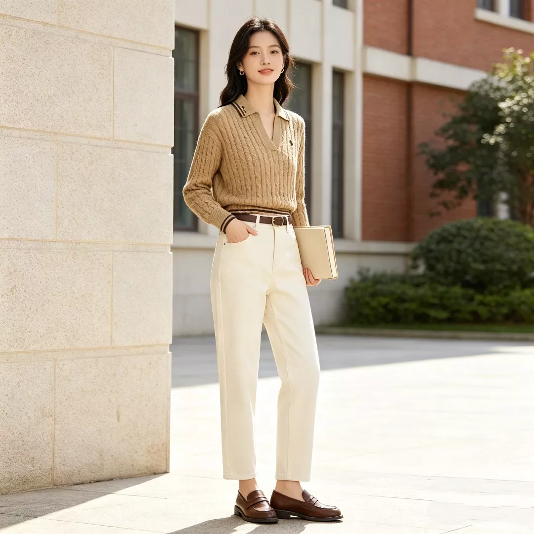 랄프로렌 케이블 칼라 자수 여성용 긴소매 니트 상세 이미지 12