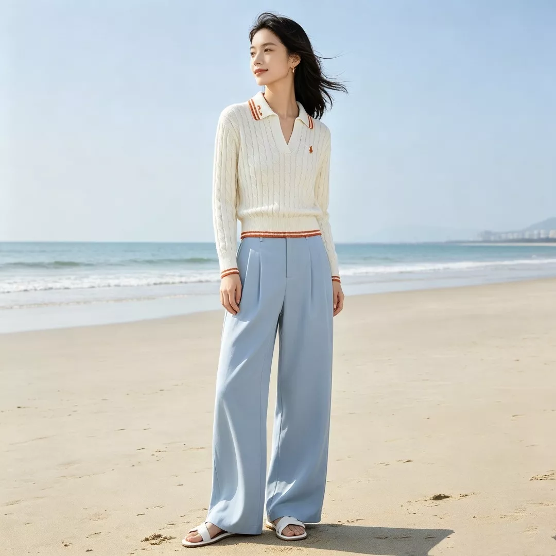 랄프로렌 케이블 카라 자수 여성용 긴소매 니트 상세 이미지 11