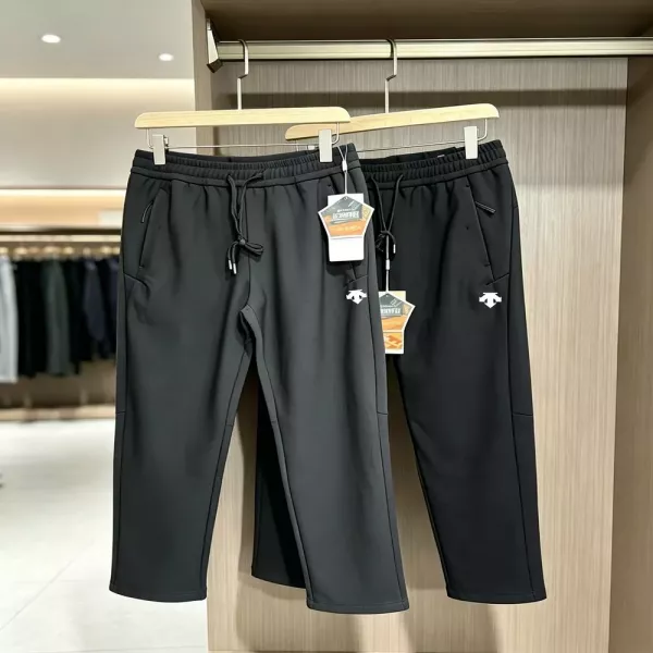 데상트 플리스 안감 일자핏 남녀공용 트레이닝 팬츠