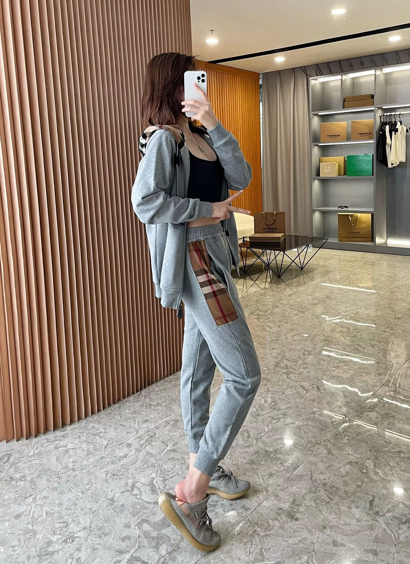 버버리 체크 후드 남녀공용 상하의 세트 상세 이미지 153