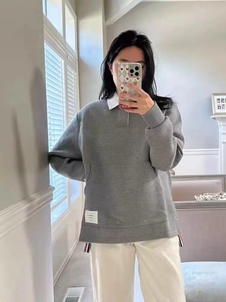 버버리 면 셔츠 카라 남녀공용 긴소매 티셔츠 상세 이미지 26