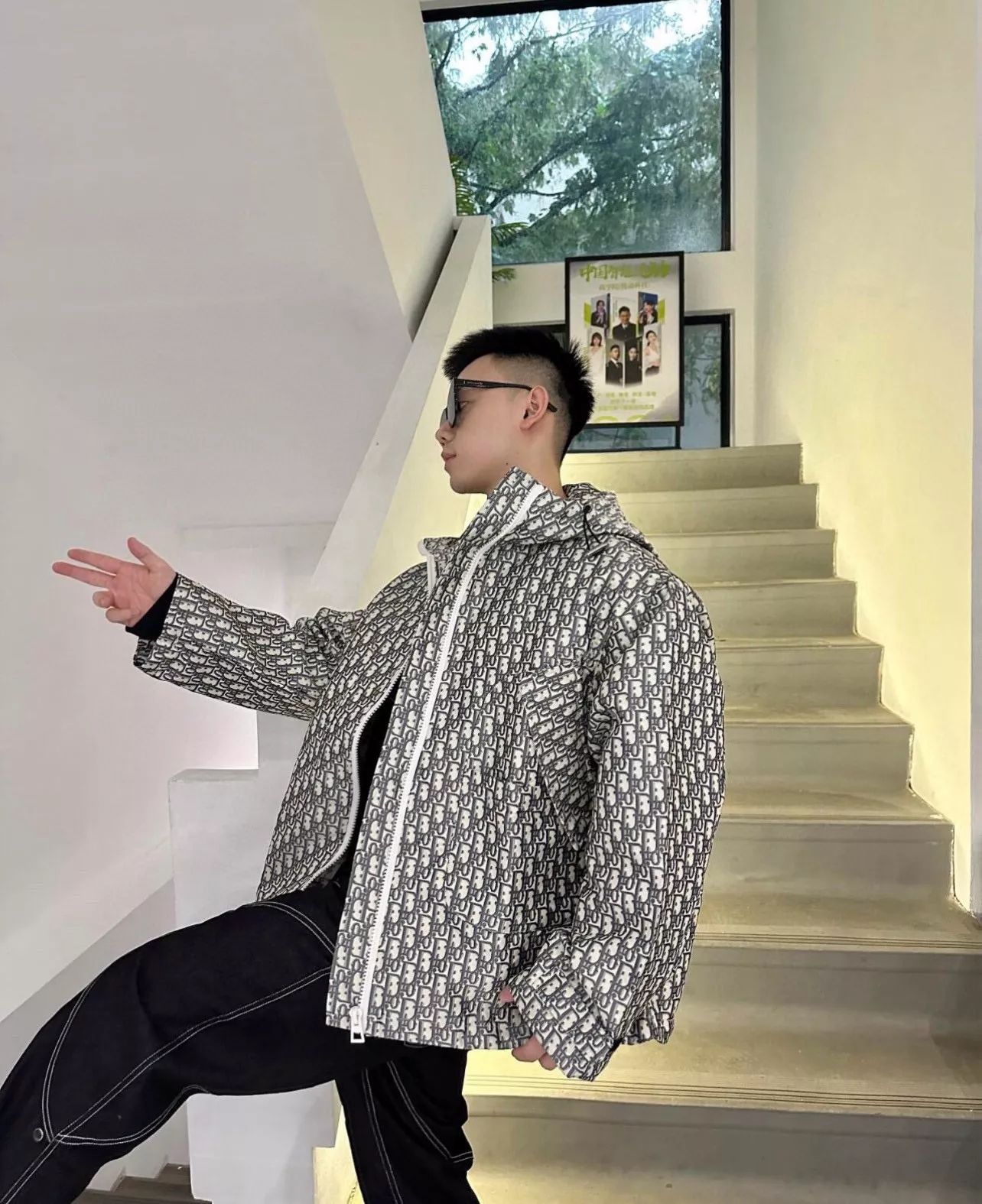 디올 자카드 후드 남녀공용 후드 재킷 상세 이미지 15