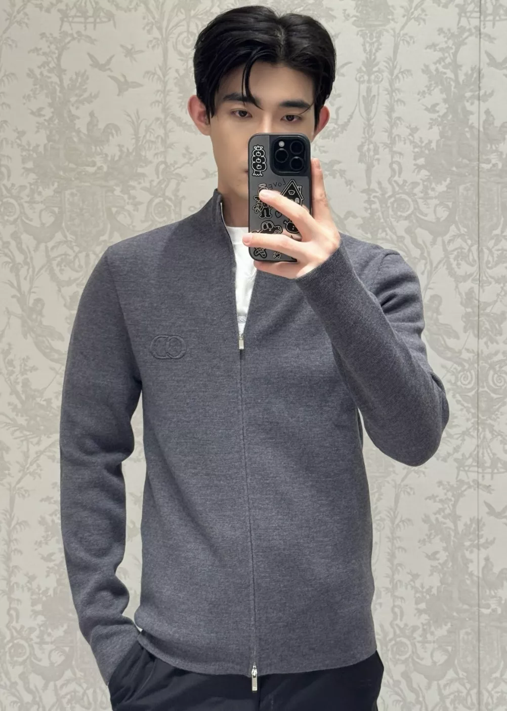 디올 입체 자수 울 집업 남녀공용 니트 재킷 상세 이미지 21