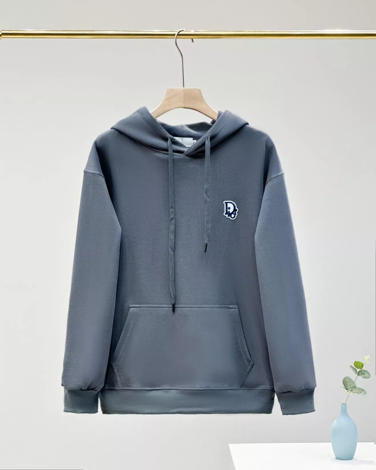 디올 레터링 자수 기모 남녀공용 후드 티셔츠 상세 이미지 4