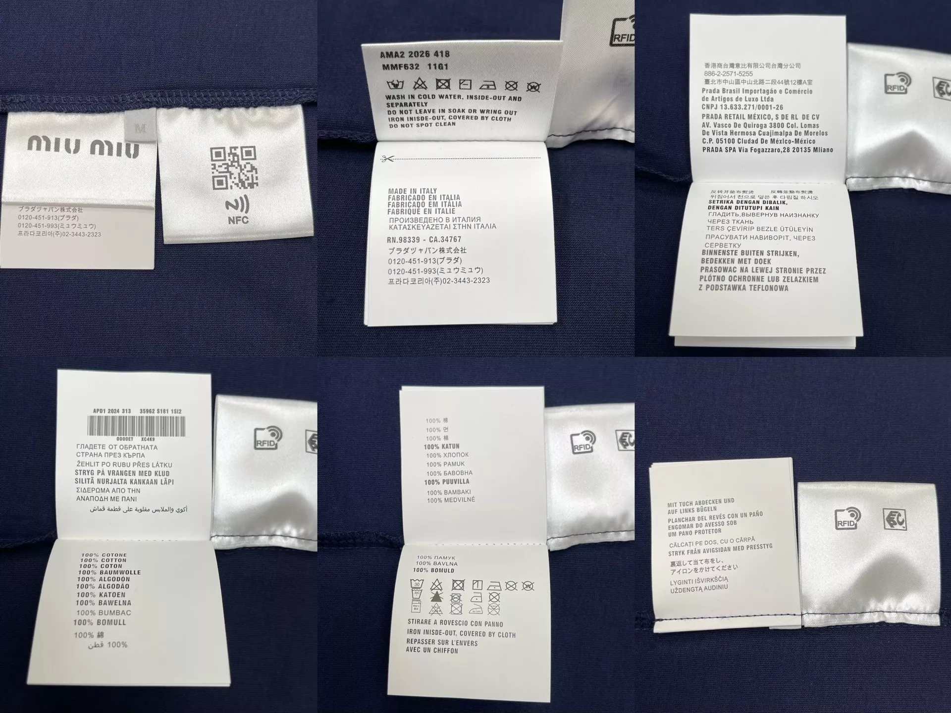 미우미우 배색 라운드넥 남녀공용 긴소매 티셔츠 상세 이미지 9