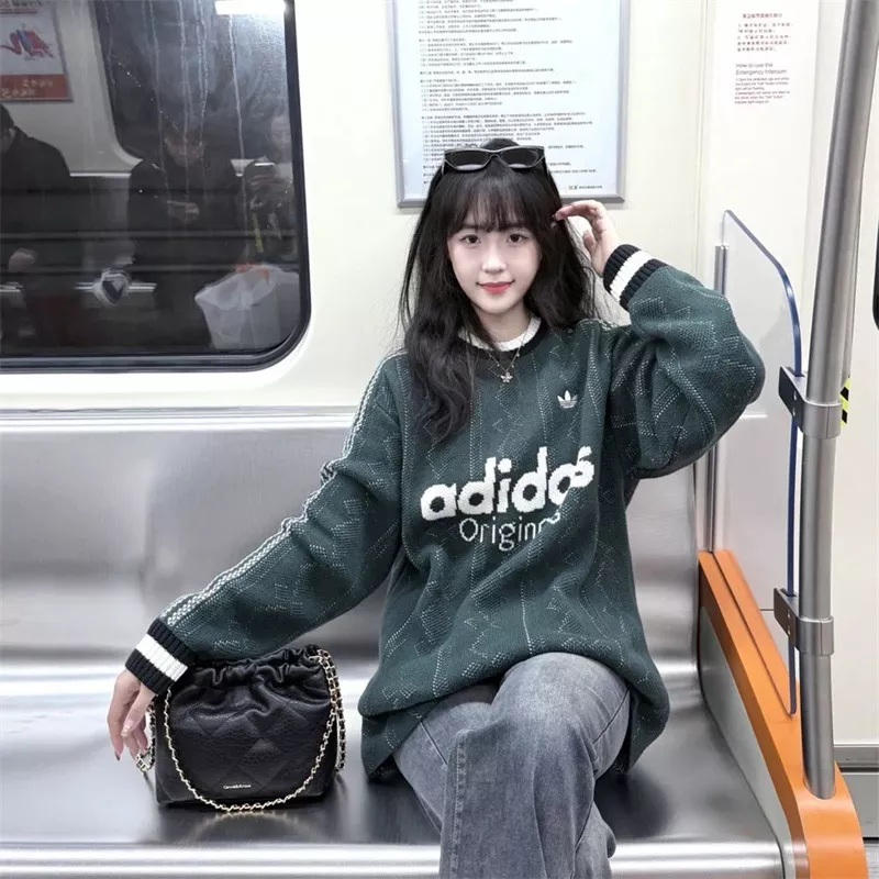 아디다스 다이아몬드 짜임 남녀공용 긴소매 니트 상세 이미지 16