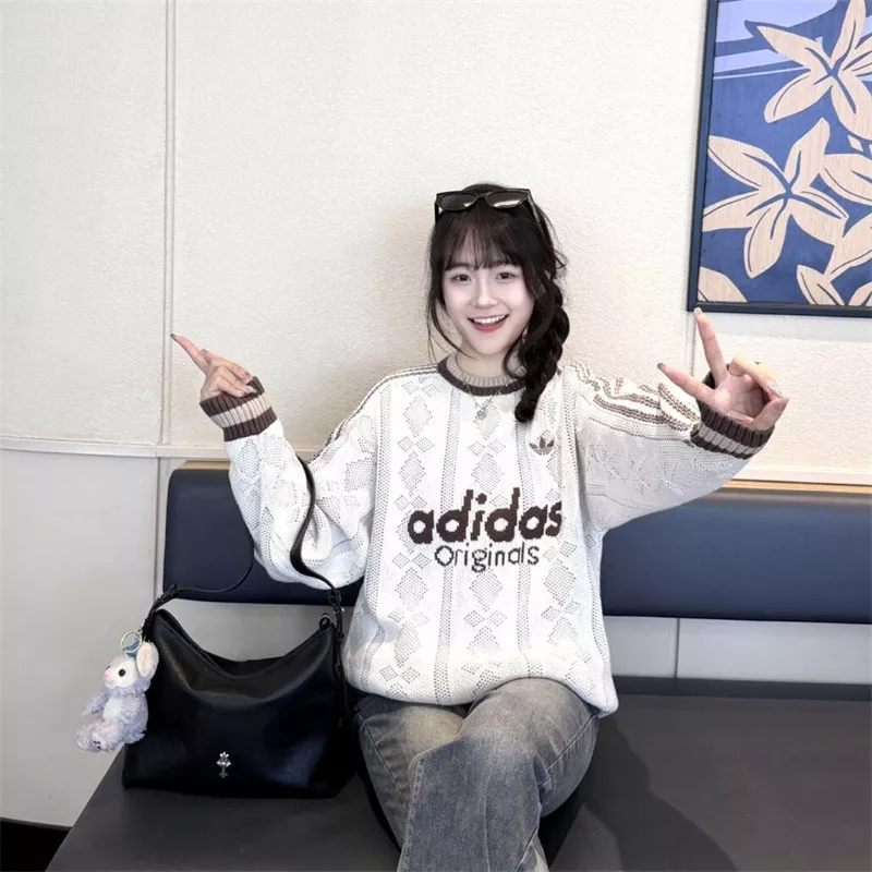 아디다스 다이아몬드 짜임 남녀공용 긴소매 니트 상세 이미지 18