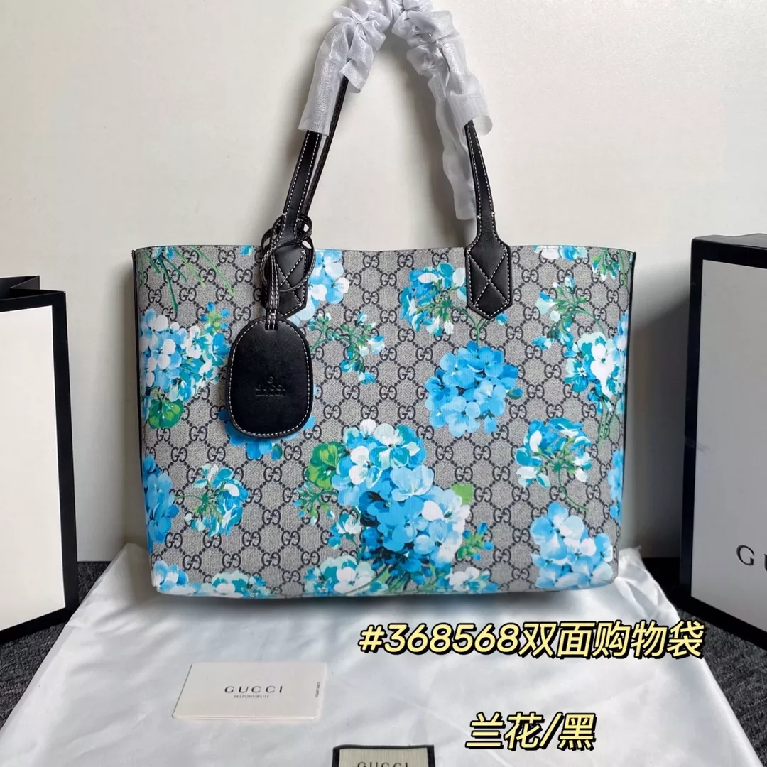 구찌 플라워 패턴 소가죽 양면 쇼퍼백 상세 이미지 1