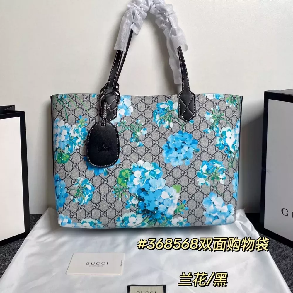 구찌 플라워 패턴 소가죽 양면 쇼퍼백