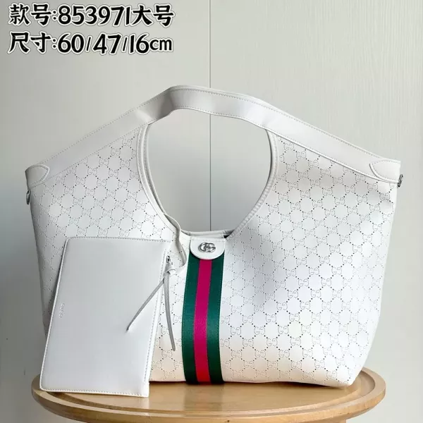 구찌 반복 패턴 세로 배색 대형 쇼퍼백