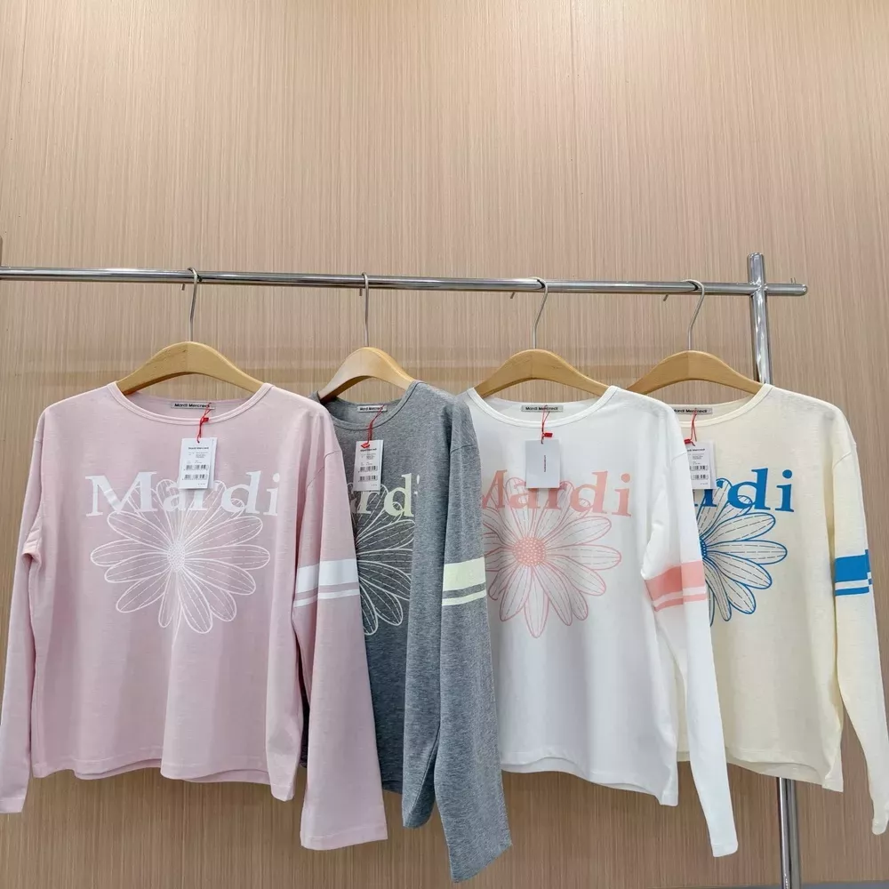 마르디 데이지 프린트 여성용 긴소매 티셔츠