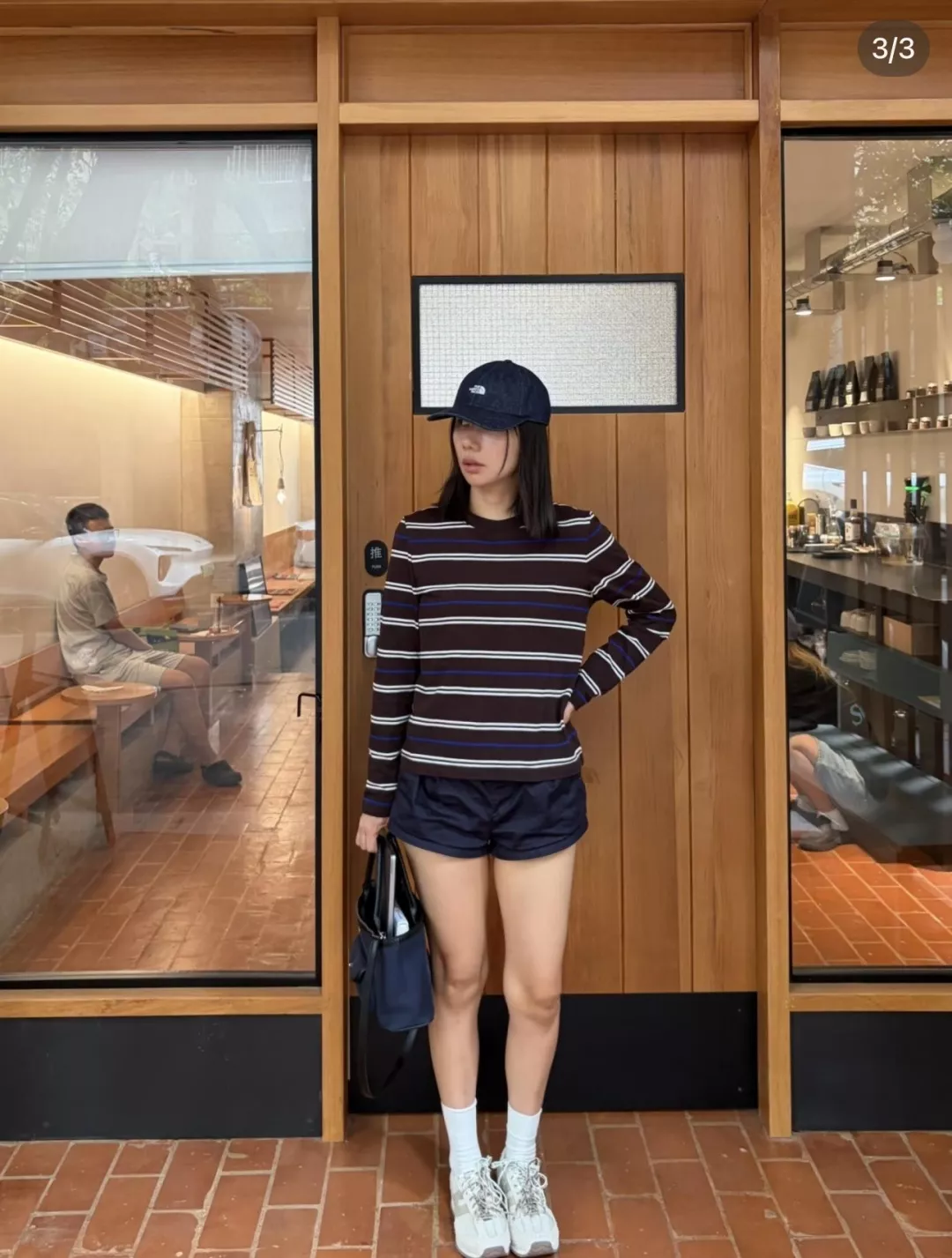 코스 선염 면 스트라이프 여성용 긴소매 티셔츠 상세 이미지 96