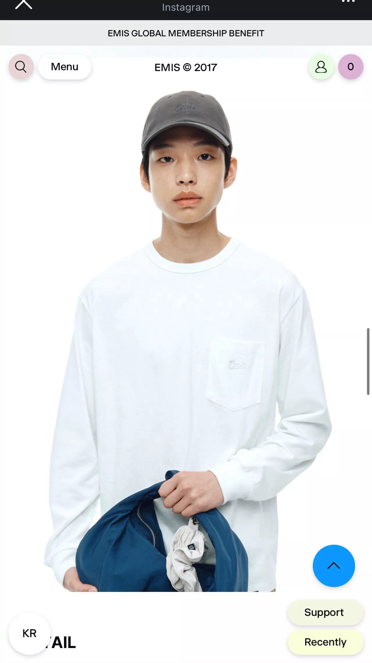 이미스 포켓 자수 여성용 긴소매 티셔츠 상세 이미지 2