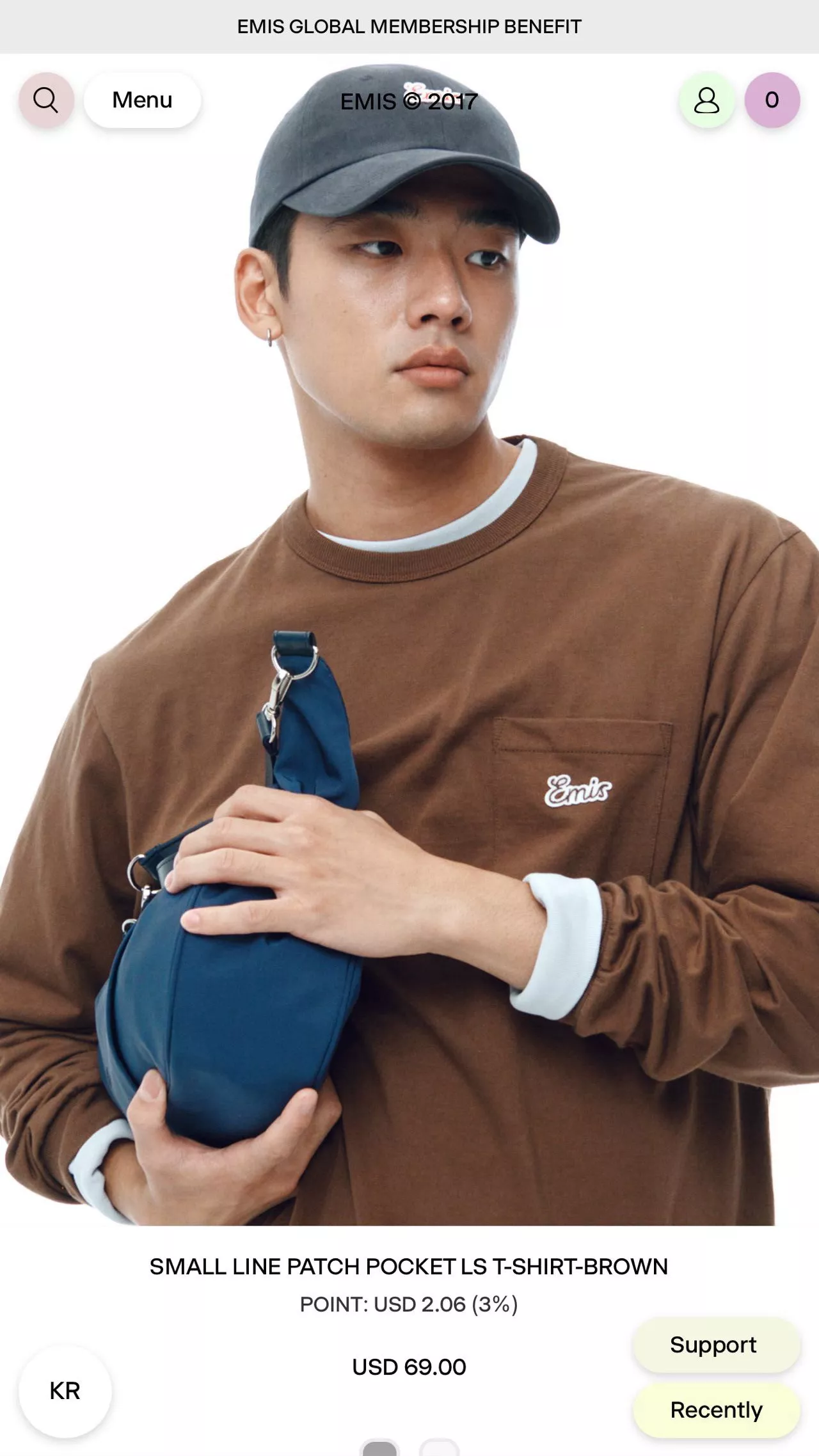 이미스 포켓 자수 여성용 긴소매 티셔츠 상세 이미지 7