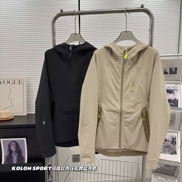 코오롱스포츠 3층 소프트셸 남녀공용 후드 재킷