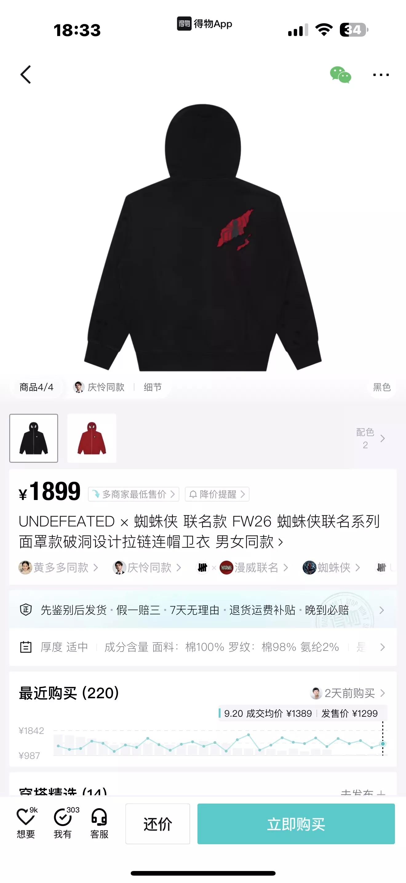언디피티드 마스크형 집업 남녀공용 후드 재킷 상세 이미지 36