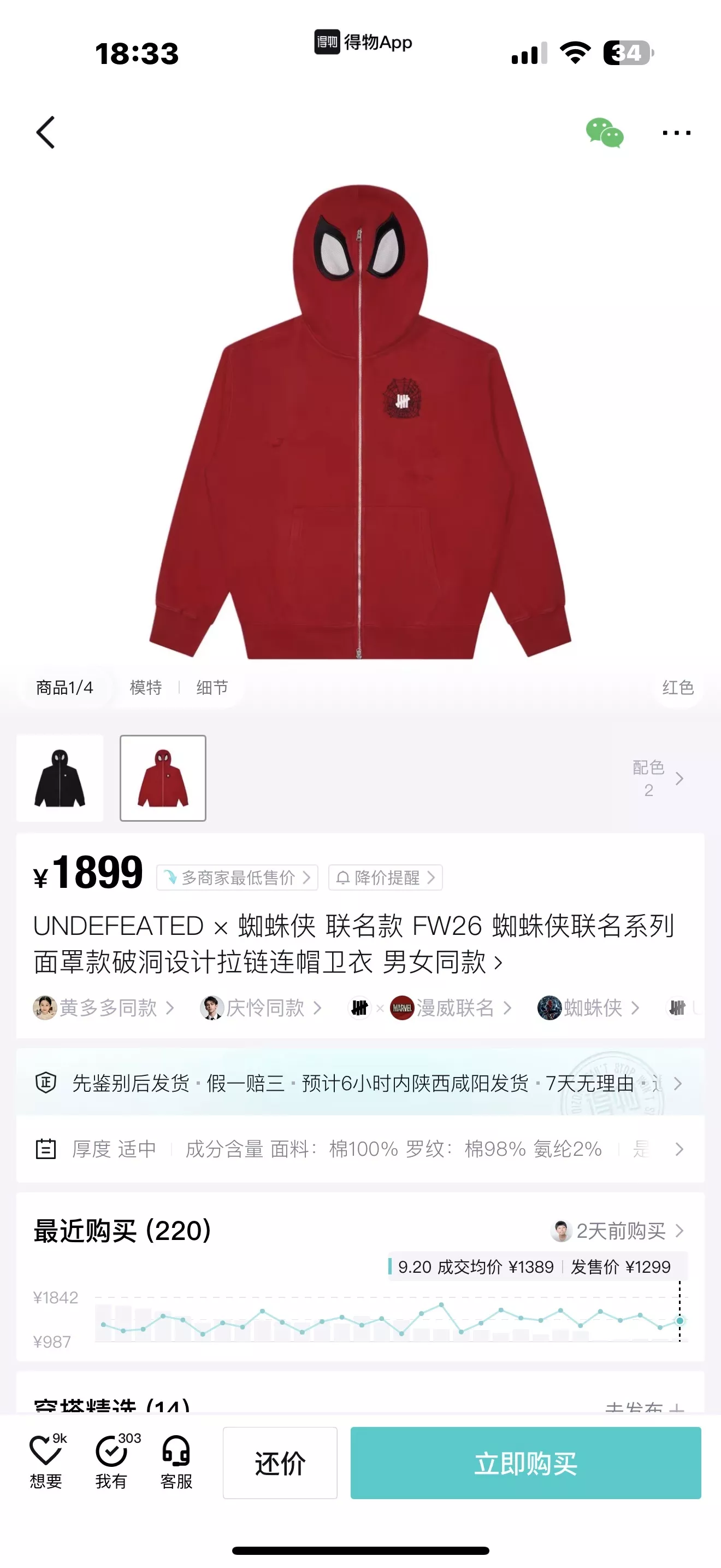 언디피티드 마스크형 집업 남녀공용 후드 재킷 상세 이미지 37