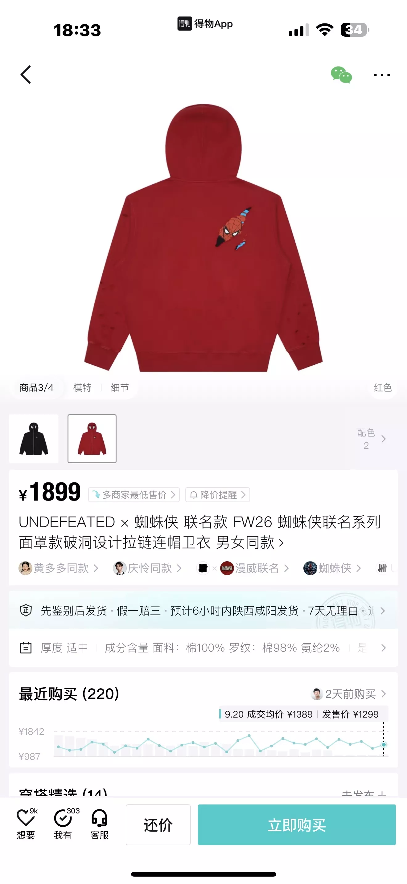 언디피티드 마스크형 집업 남녀공용 후드 재킷 상세 이미지 38