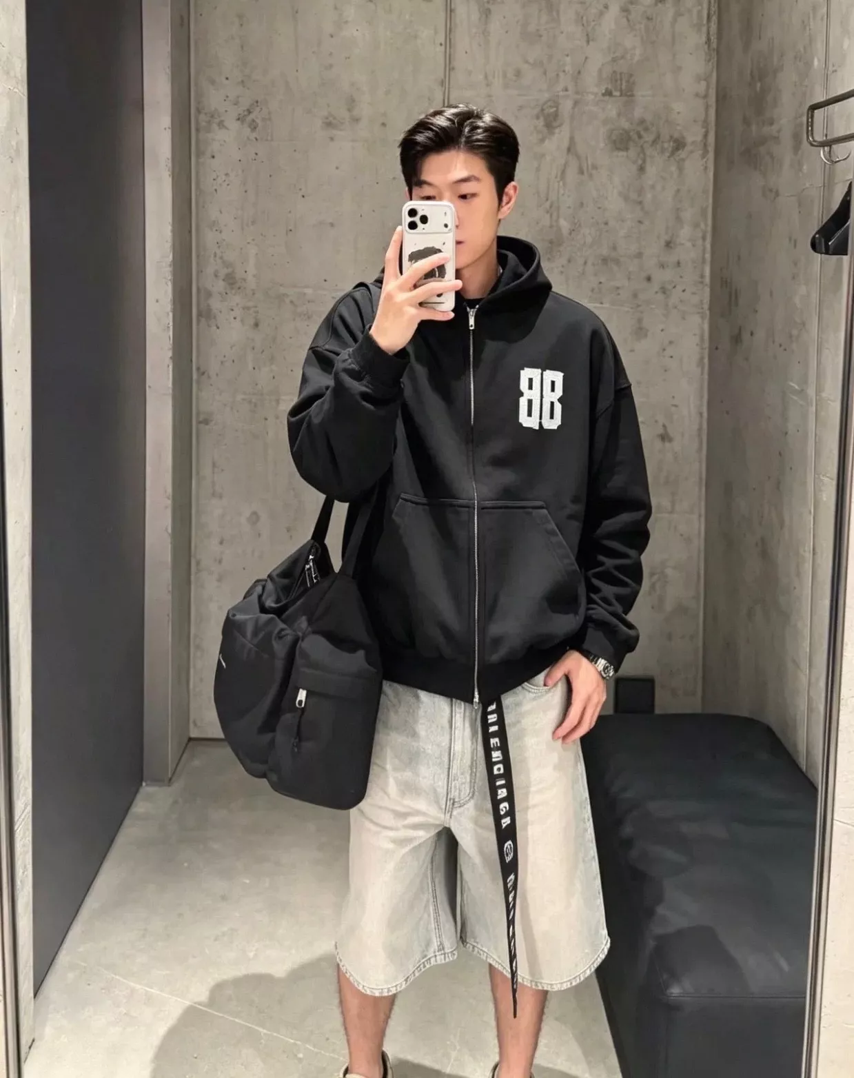 발렌시아가 테이프 프린트 남녀공용 후드 재킷 상세 이미지 14