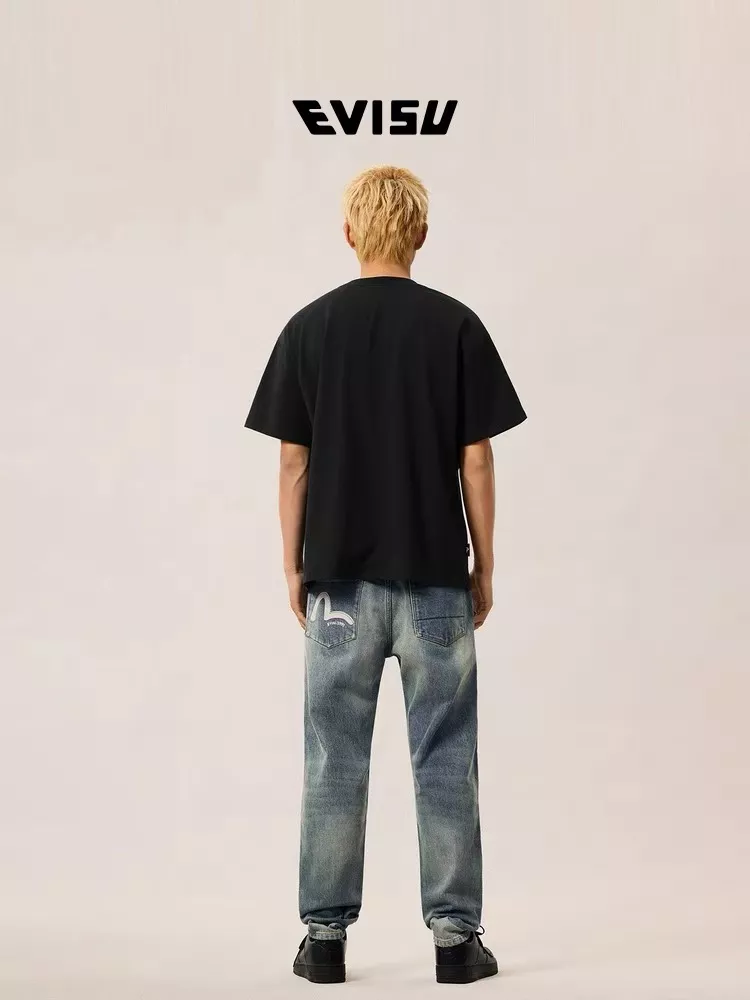 에비수 워싱 자수 남녀공용 데님 팬츠 상세 이미지 23