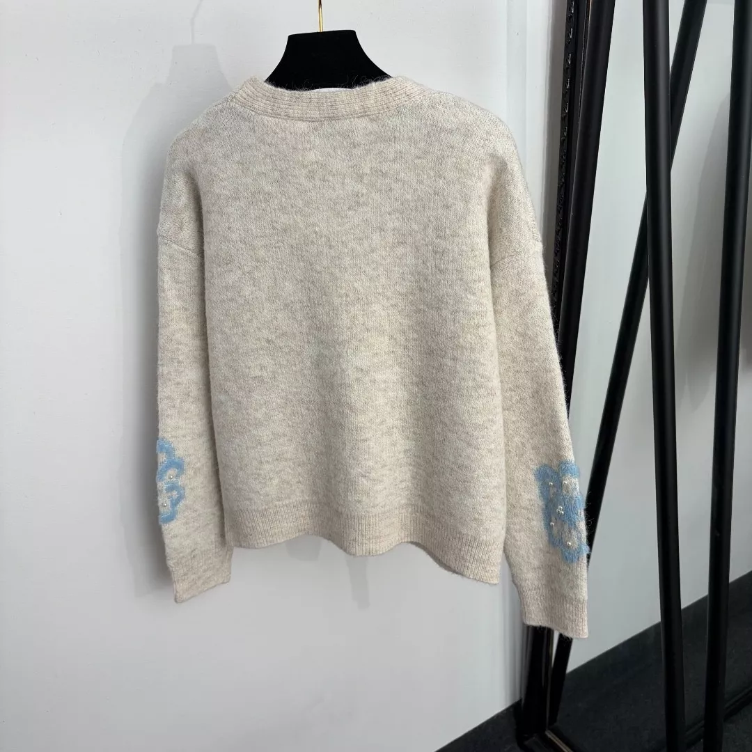 발렌티노 진주 꽃 브이넥 여성용 긴소매 가디건 상세 이미지 6