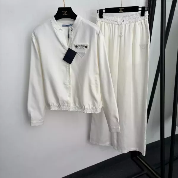 프라다 자수 삼각 패치 여성용 상하의 세트