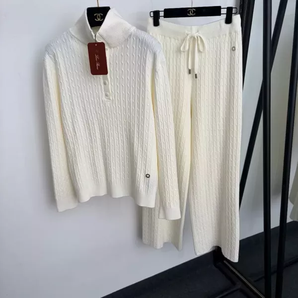 로로피아나 케이블 니트 여성용 상하의 세트