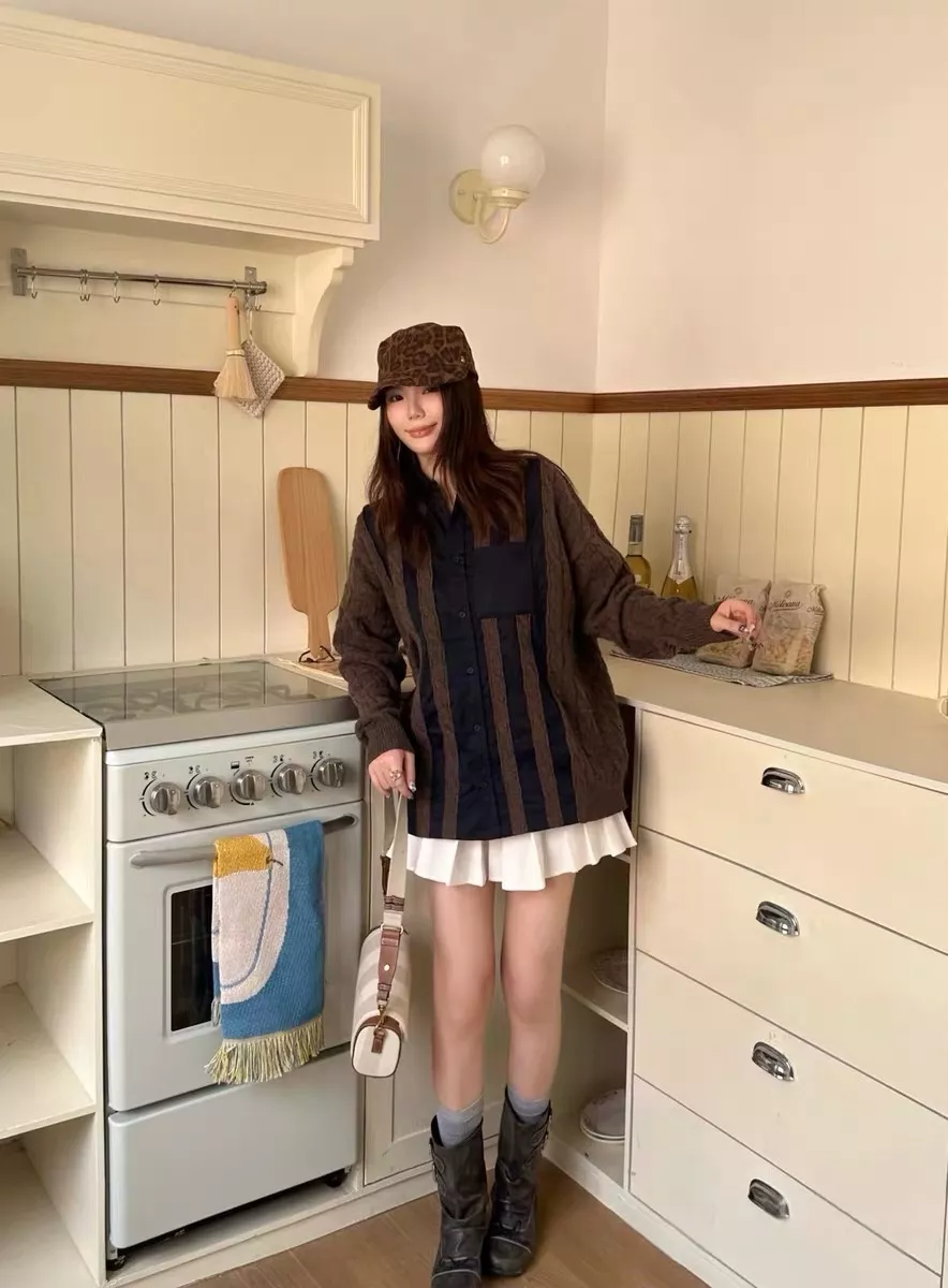 로에베 배색 케이블 여성용 긴소매 가디건 상세 이미지 87
